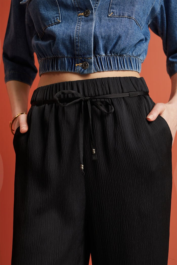 Pantalón culotte de satén con efecto arrugado, ANTHRACITE, detail image number 2