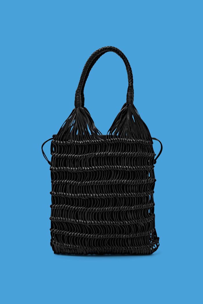 Bolso de piel con diseño anudado, BLACK, detail image number 0