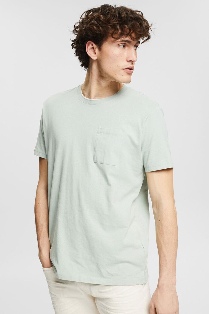 Con lino: camiseta de jersey con bolsillo en el pecho, LIGHT KHAKI, detail image number 0