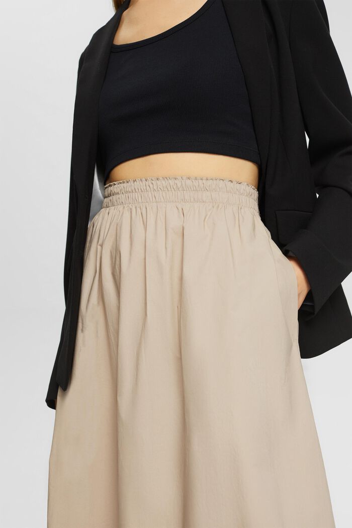 Falda midi con cintura elástica, LIGHT TAUPE, detail image number 4