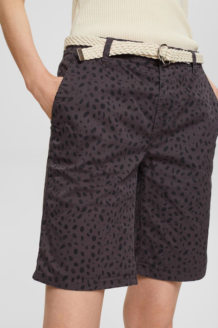 Shorts estampados con cinturón, BLACK, detail image number 4