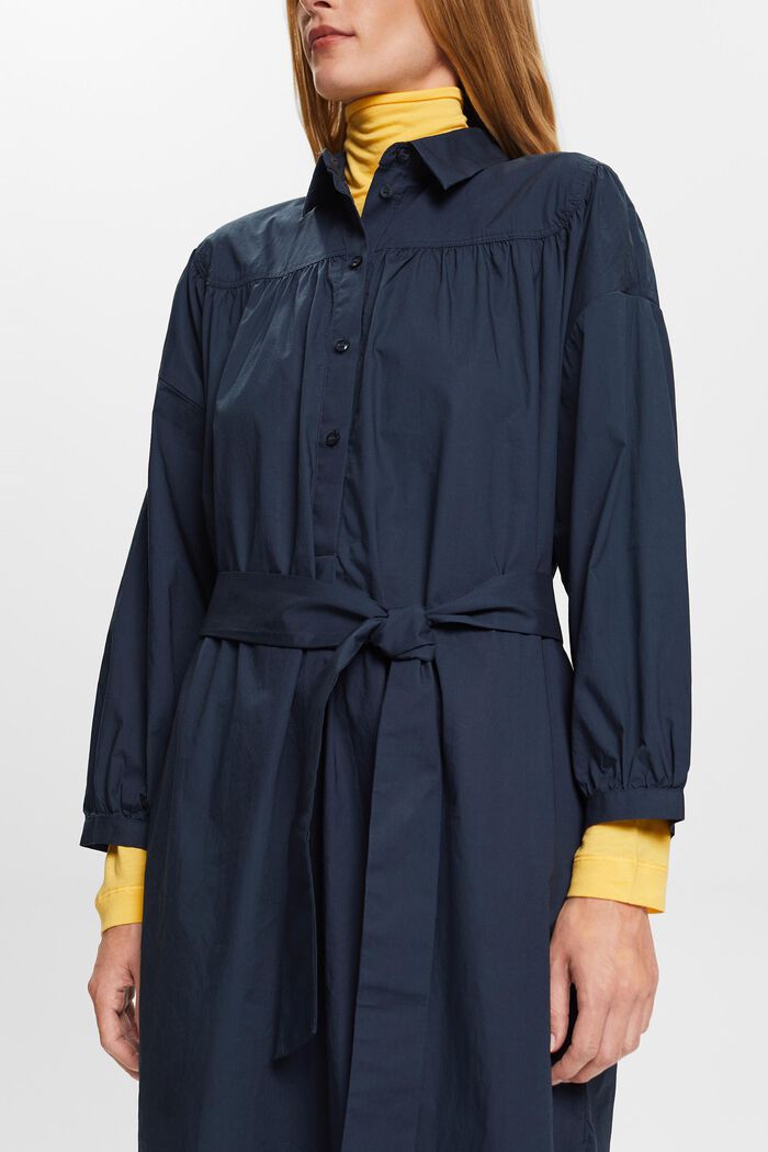 Vestido camisero con lazada, 100 % algodón, PETROL BLUE, detail image number 2