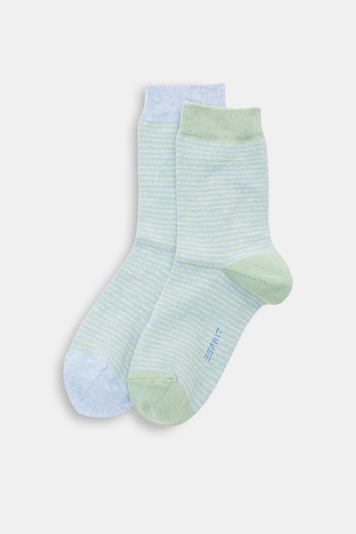 Pack de dos pares de calcetines a rayas, algodón ecológico, GREEN, detail image number 0
