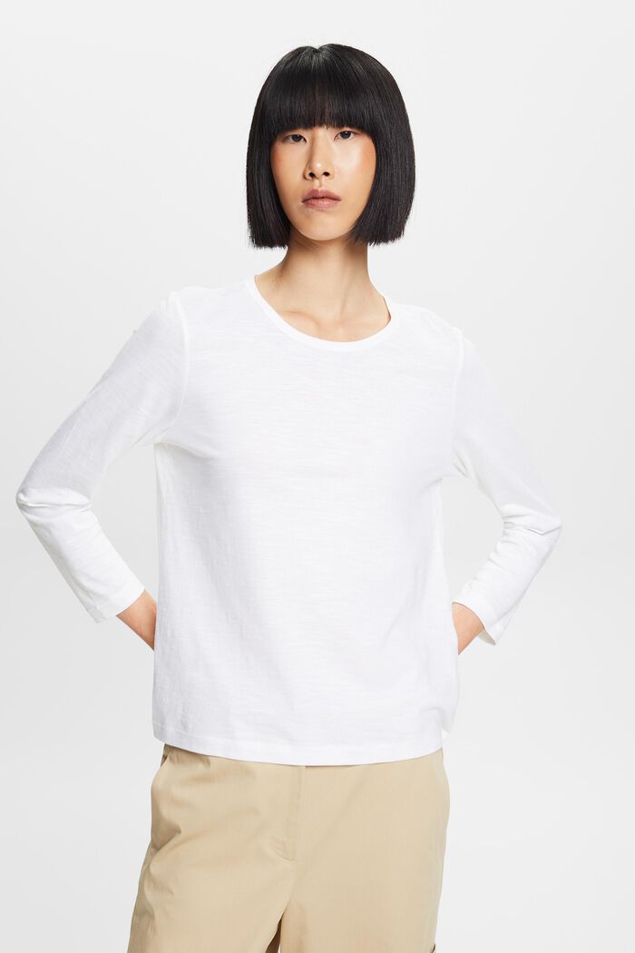 Camiseta de manga larga, 100% algodón, WHITE, detail image number 0