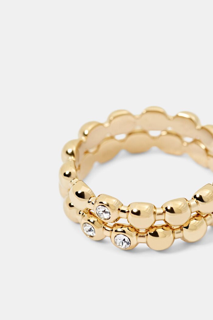 Conjunto de anillos en acero inoxidable con circonita, GOLD, detail image number 1