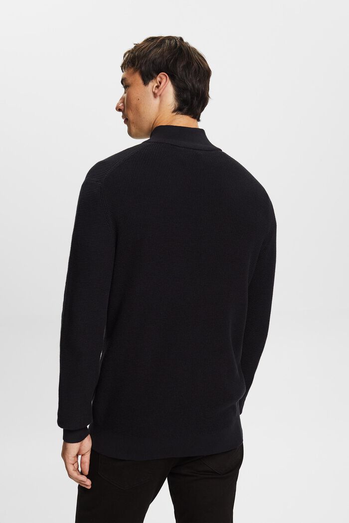 Jersey de algodón con cremallera, BLACK, detail image number 3