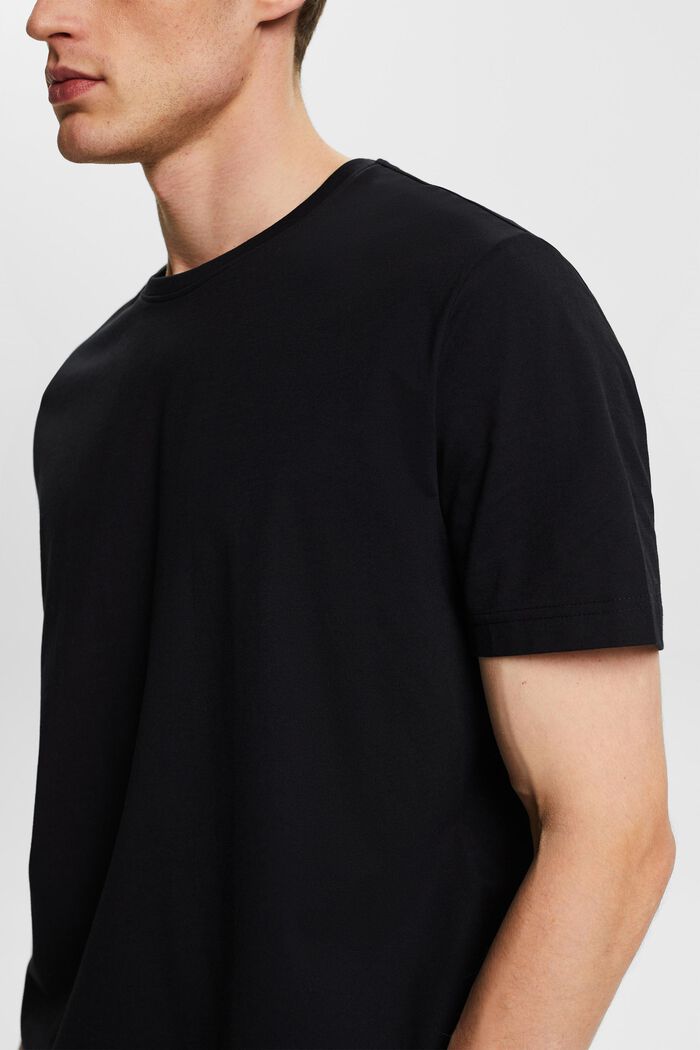 Camiseta de jersey de algodón pima con cuello redondo, BLACK, detail image number 2