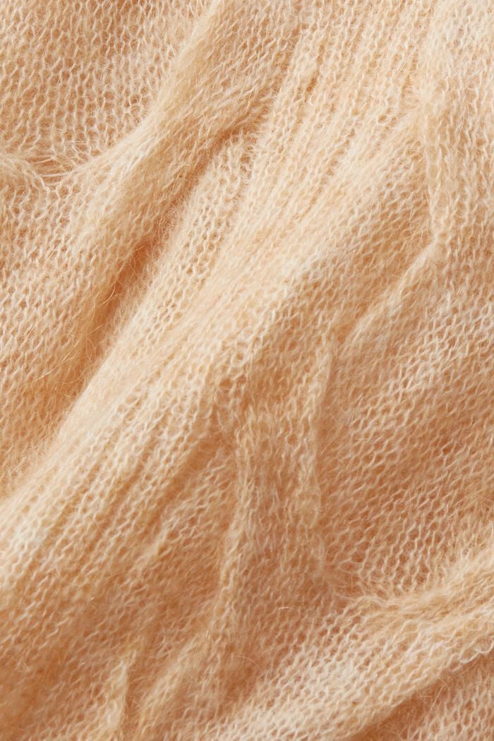 Jersey de punto trenzado en mezcla de mohair con cuello alto, DUSTY NUDE, detail image number 5