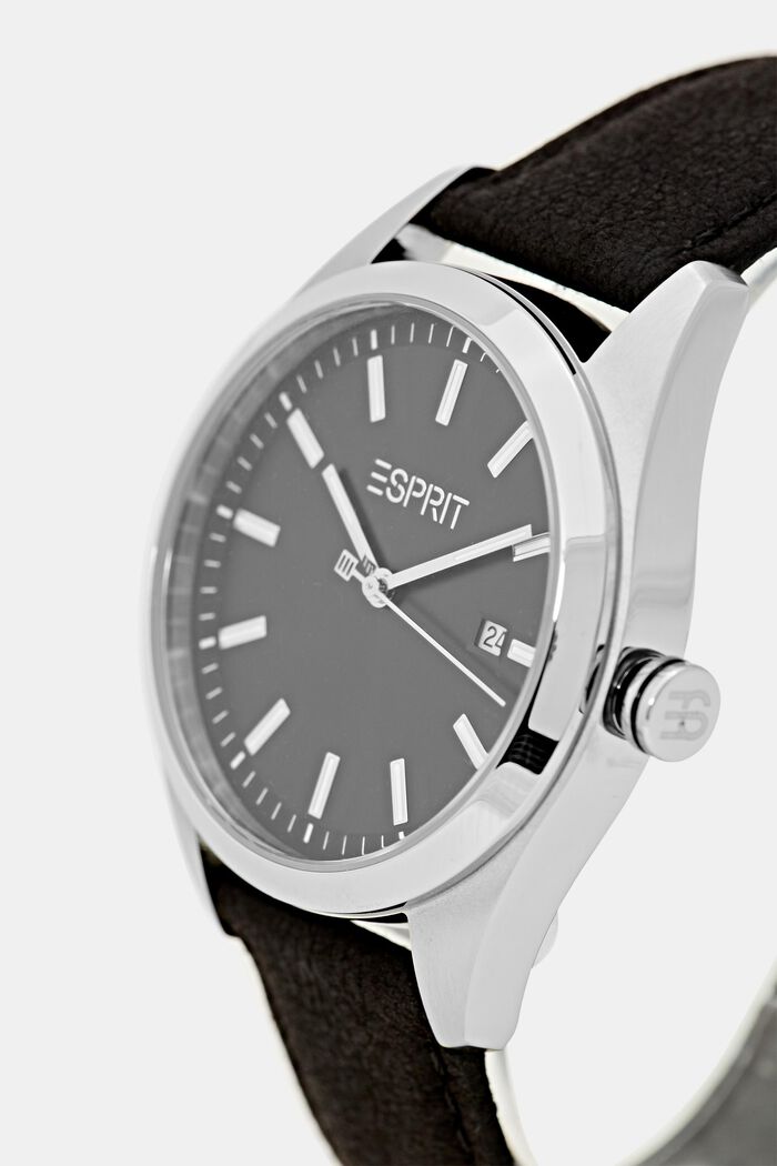 Vegano: reloj de acero inoxidable con indicador de fecha, BLACK, detail image number 1
