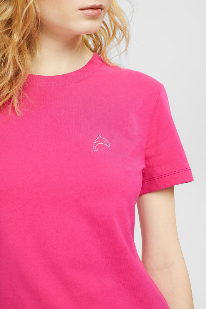 Camiseta de algodón con estampado de delfín, PINK FUCHSIA, detail image number 2