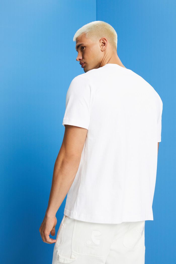 Camiseta de algodón ecológico con estampado geométrico, WHITE, detail image number 3