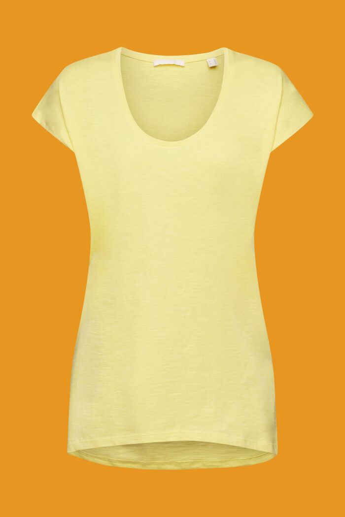 Camiseta de algodón con cuello en U, LIGHT YELLOW, detail image number 6
