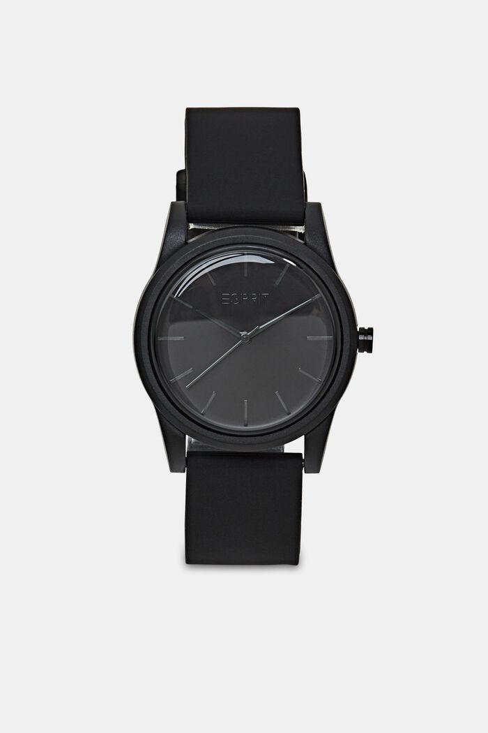 Reloj con correa de caucho, BLACK, detail image number 0