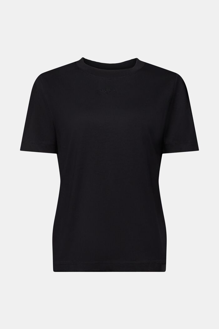 Camiseta de algodón pima con logotipo bordado, BLACK, detail image number 6