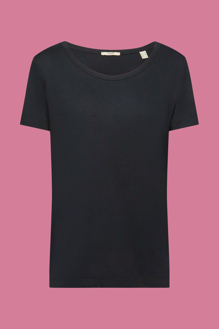 Camiseta de viscosa con cuello redondo y ancho, BLACK, detail image number 6