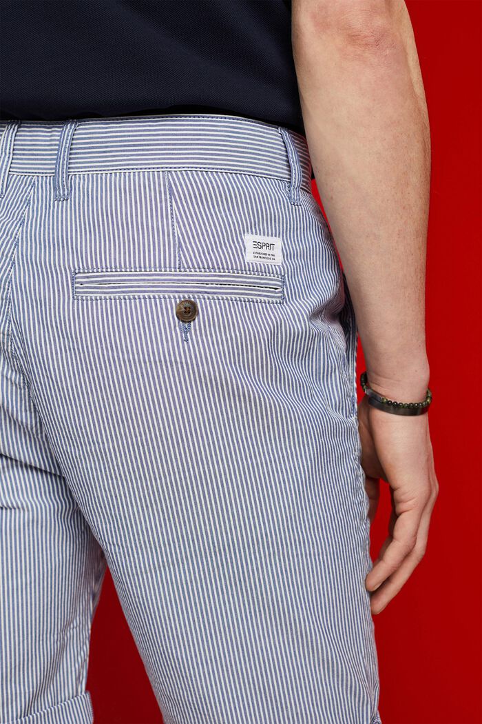 Pantalón corto estilo chino a rayas, 100% algodón, BLUE, detail image number 4