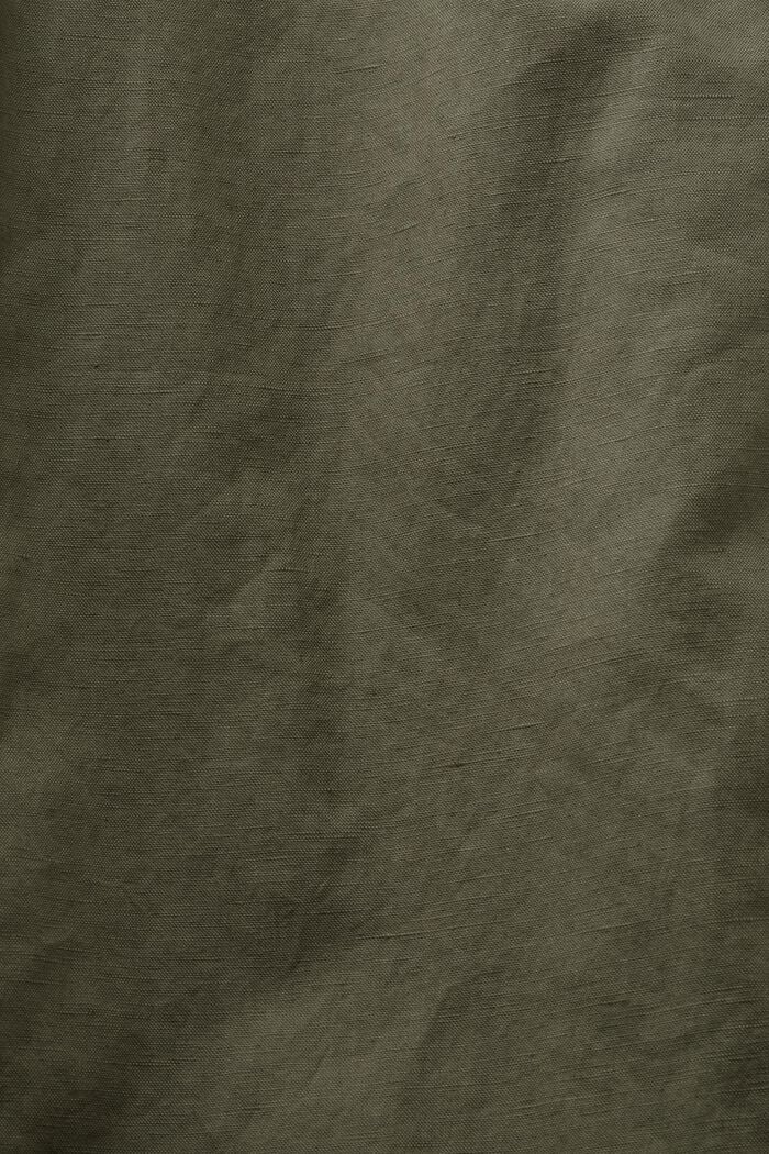 Culotte corto en mezcla de algodón y lino, DARK KHAKI, detail image number 6