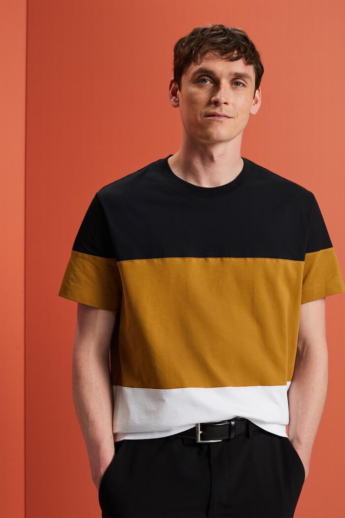 Camiseta con bloques de colores, 100% algodón, BLACK, detail image number 4