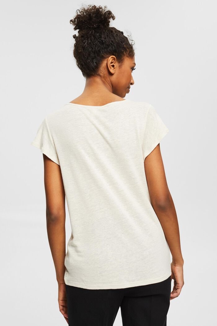 Con lino: camiseta con abertura decorativa en forma de gota, SAND, detail image number 3