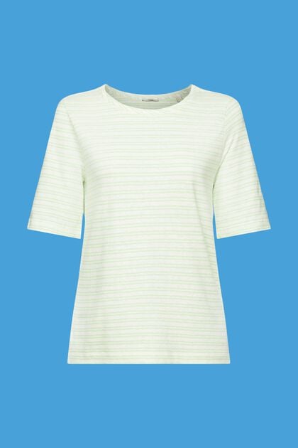 Camiseta en mezcla de algodón- lino, CITRUS GREEN, overview