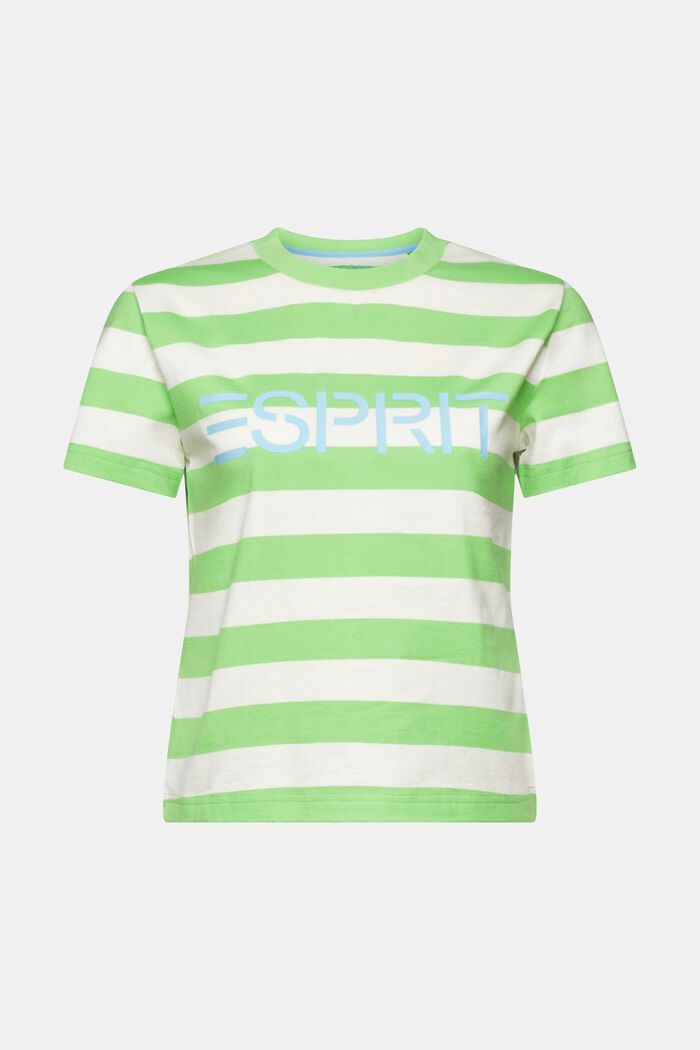 Camiseta de algodón con logotipo a rayas, CITRUS GREEN, detail image number 5