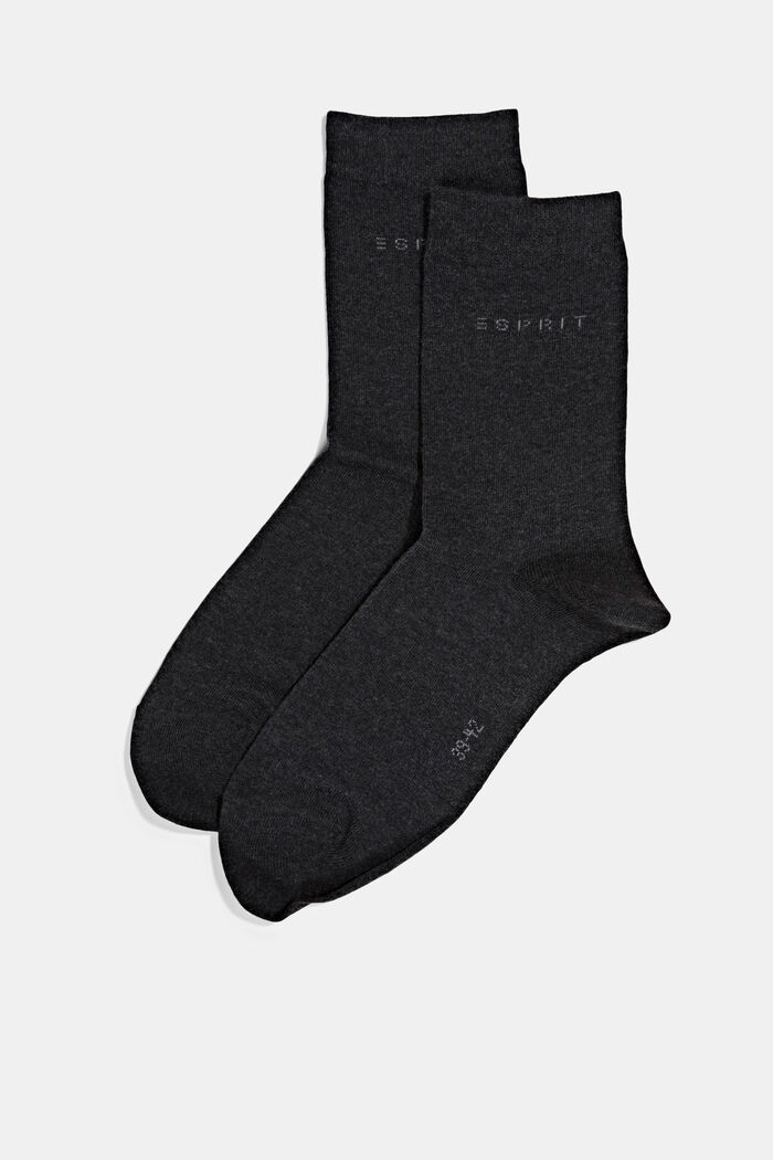 Pack de 2 pares de calcetines de punto, en algodón ecológico, ANTHRACITE MELANGE, detail image number 0