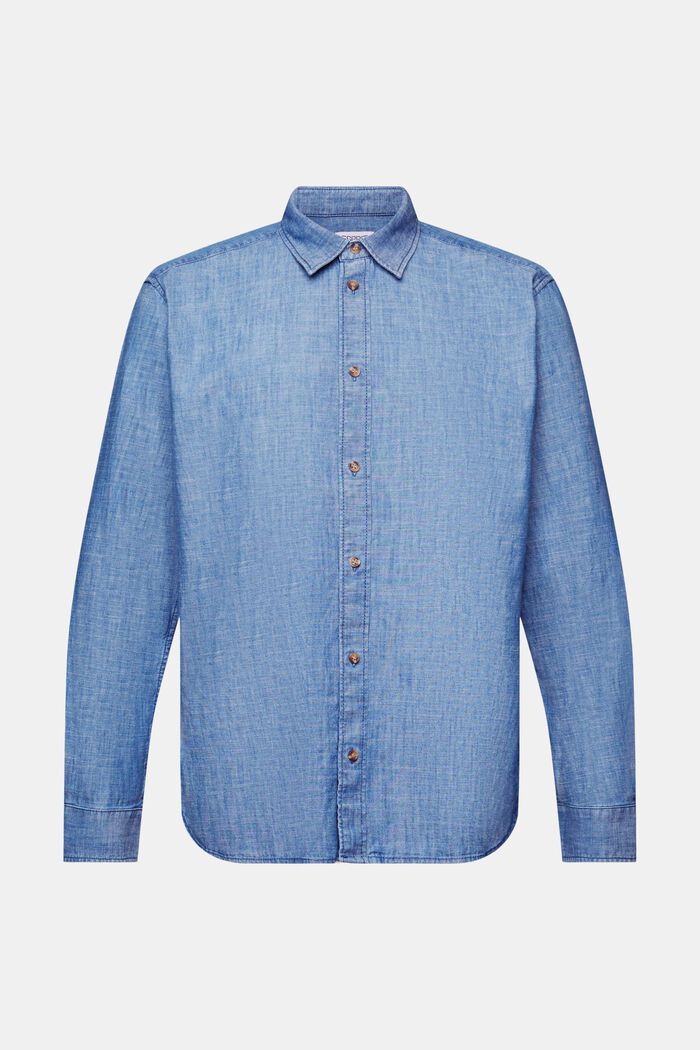 Camisa abotonada de chambray, BLUE MEDIUM WASHED, detail image number 7