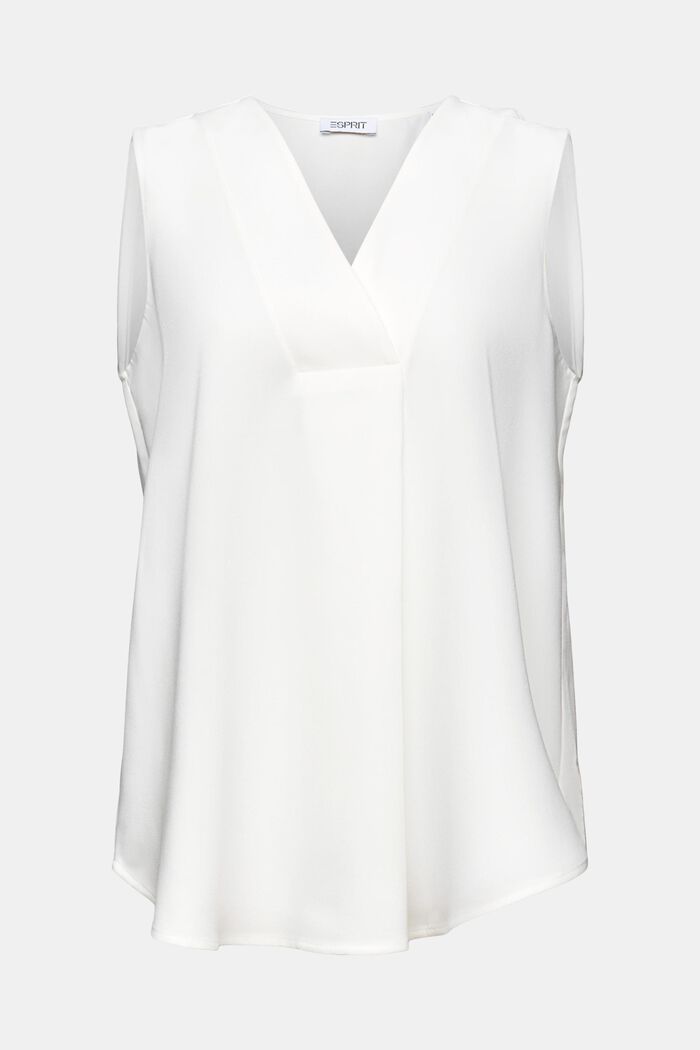 Blusa de cuello en pico sin mangas, OFF WHITE, detail image number 5