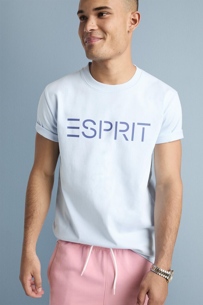 Camiseta unisex en jersey de algodón con logotipo, PASTEL BLUE, detail image number 3