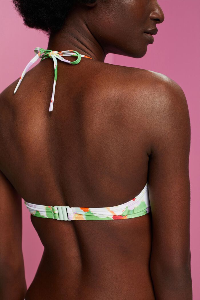 Top de bikini con relleno reciclado y tirantes al cuello, GREEN, detail image number 3