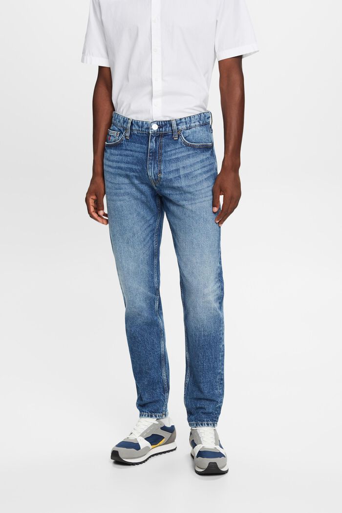 Jeans mid-rise regular tapered fit, BLUE MEDIUM WASHED, detail image number 0