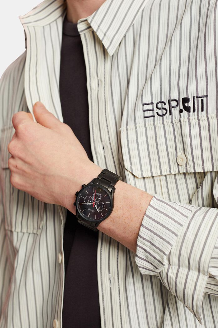 Reloj de acero inoxidable con pulsera de eslabones, BLACK, detail image number 2