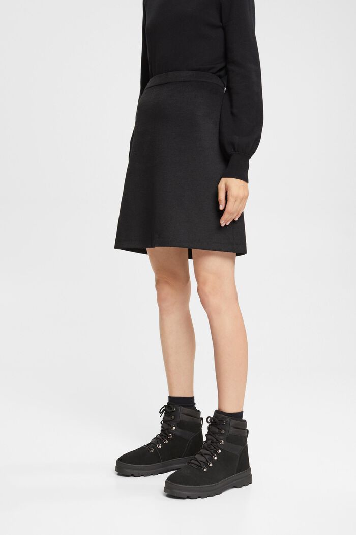 Minifalda en mezcla de lana, BLACK, detail image number 0
