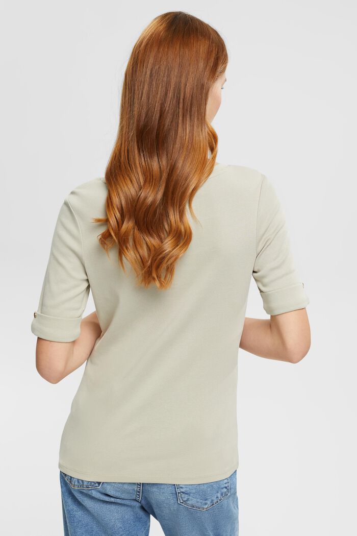 Camiseta con puños remangables en algodón ecológico, DUSTY GREEN, detail image number 3