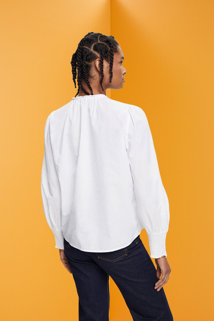 Blusa de algodón con lazada, WHITE, detail image number 3