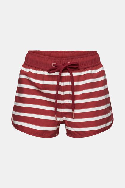 Shorts de playa a rayas, DARK RED, overview