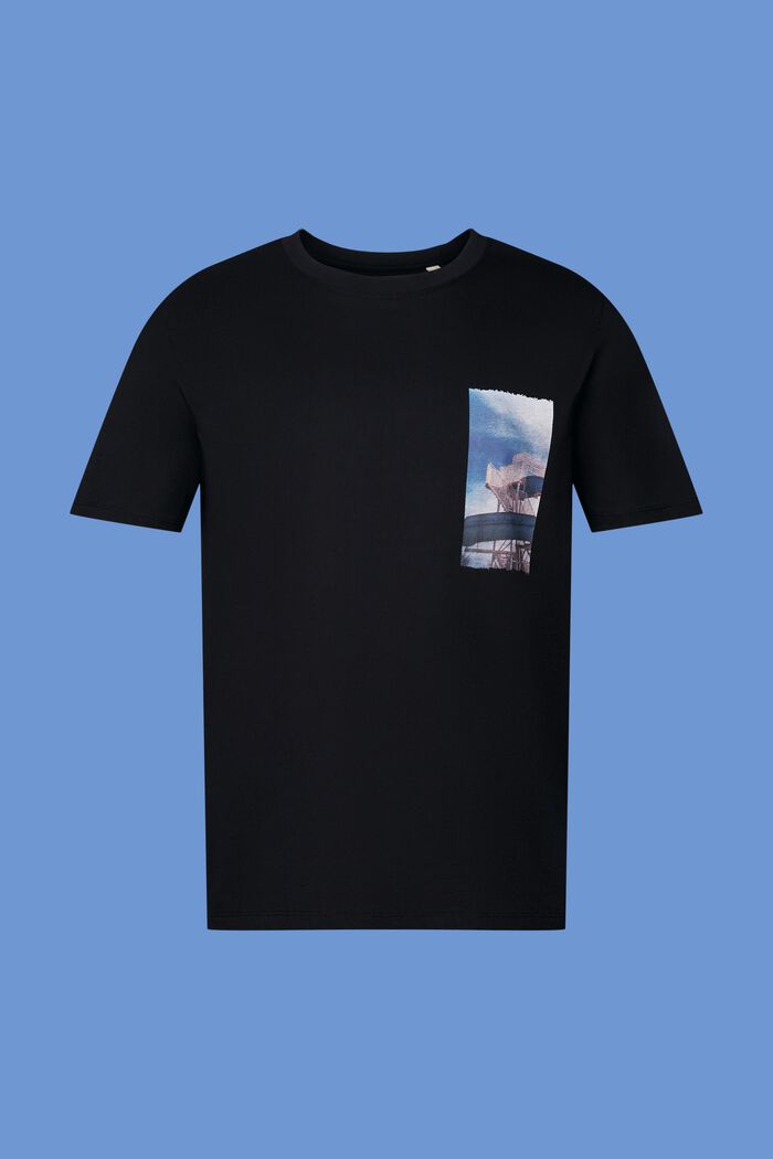 Camiseta con estampado en el pecho, 100% algodón, BLACK, detail image number 5