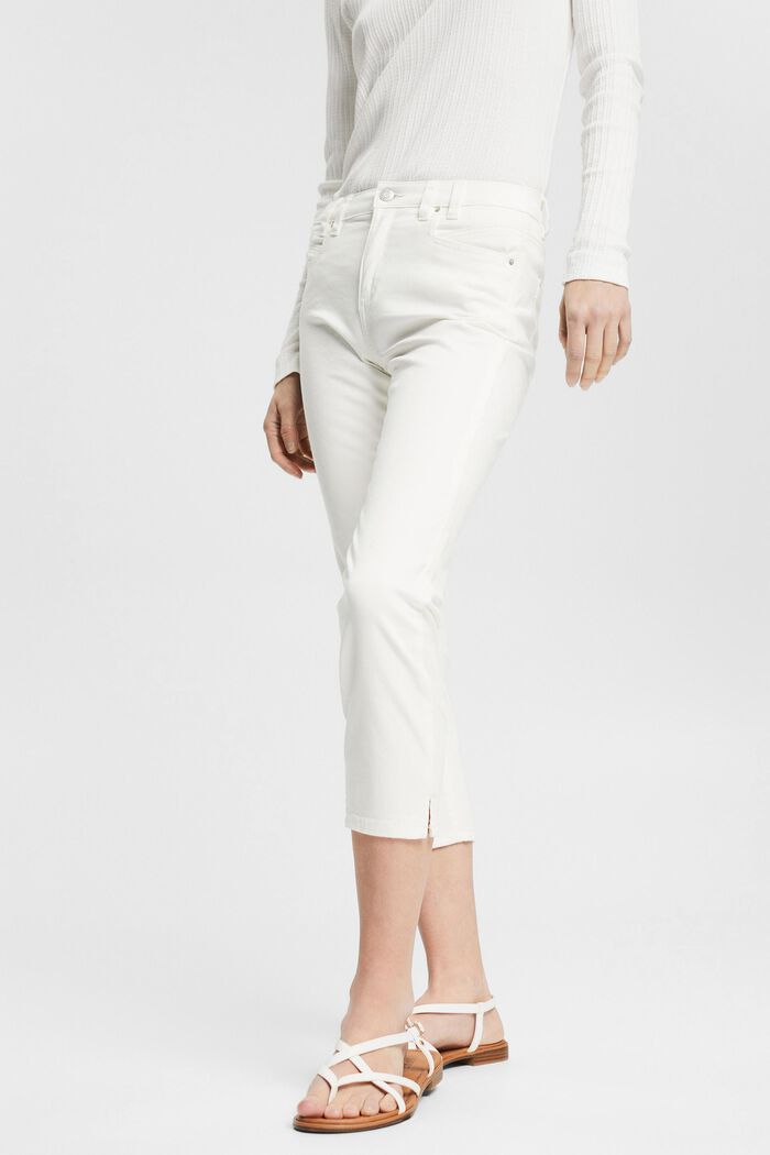 Pantalón elástico de corte capri, WHITE, detail image number 0