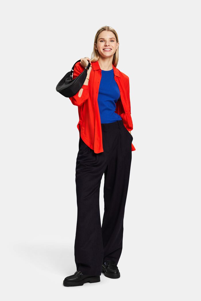 Blusa camisera de crepé, RED, detail image number 1