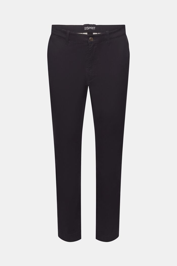 Pantalón chino ajustado en sarga de algodón, BLACK, detail image number 6