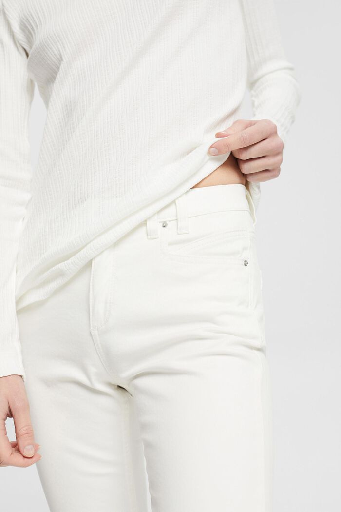 Pantalón elástico de corte capri, WHITE, detail image number 2