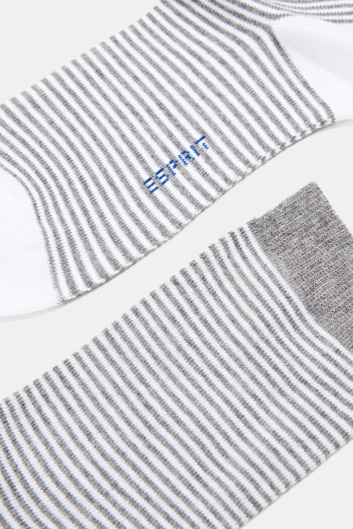 Pack de dos pares de calcetines a rayas, algodón ecológico, GREY/WHITE, detail image number 1