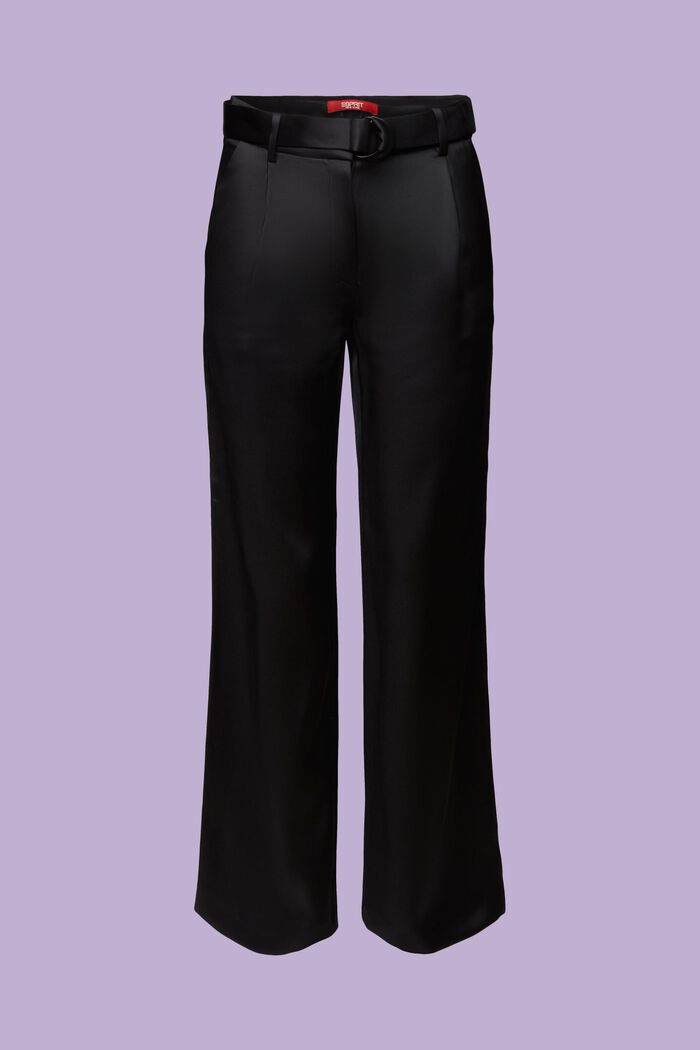 Pantalón de satén con pernera amplia, BLACK, detail image number 7