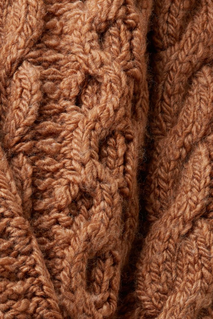 Jersey de punto trenzado en mezcla de lana, CARAMEL, detail image number 5