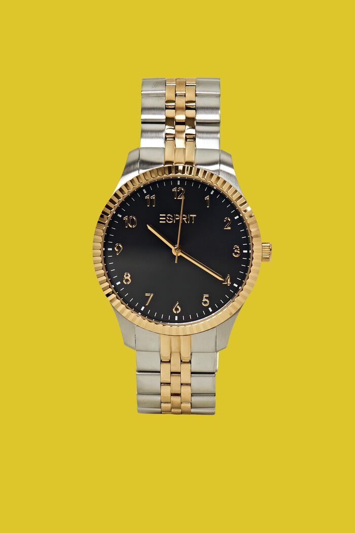 Reloj de acero inoxidable con pulsera de dos tonos, GOLD, detail image number 0