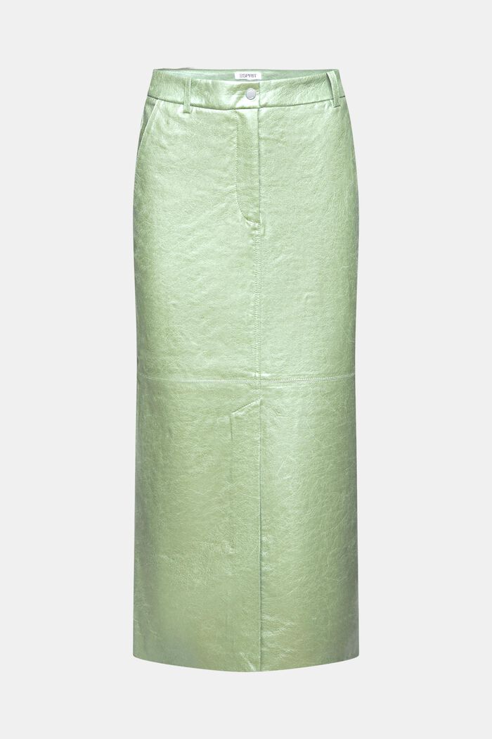 Falda midi revestida y metalizada, LIGHT AQUA GREEN, detail image number 7