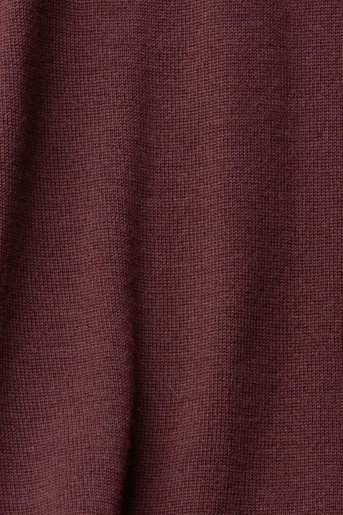 Jersey de lana con cuello vuelto, BORDEAUX RED, detail image number 5
