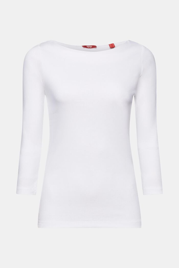 Camiseta de manga larga con cuello barco, WHITE, detail image number 6