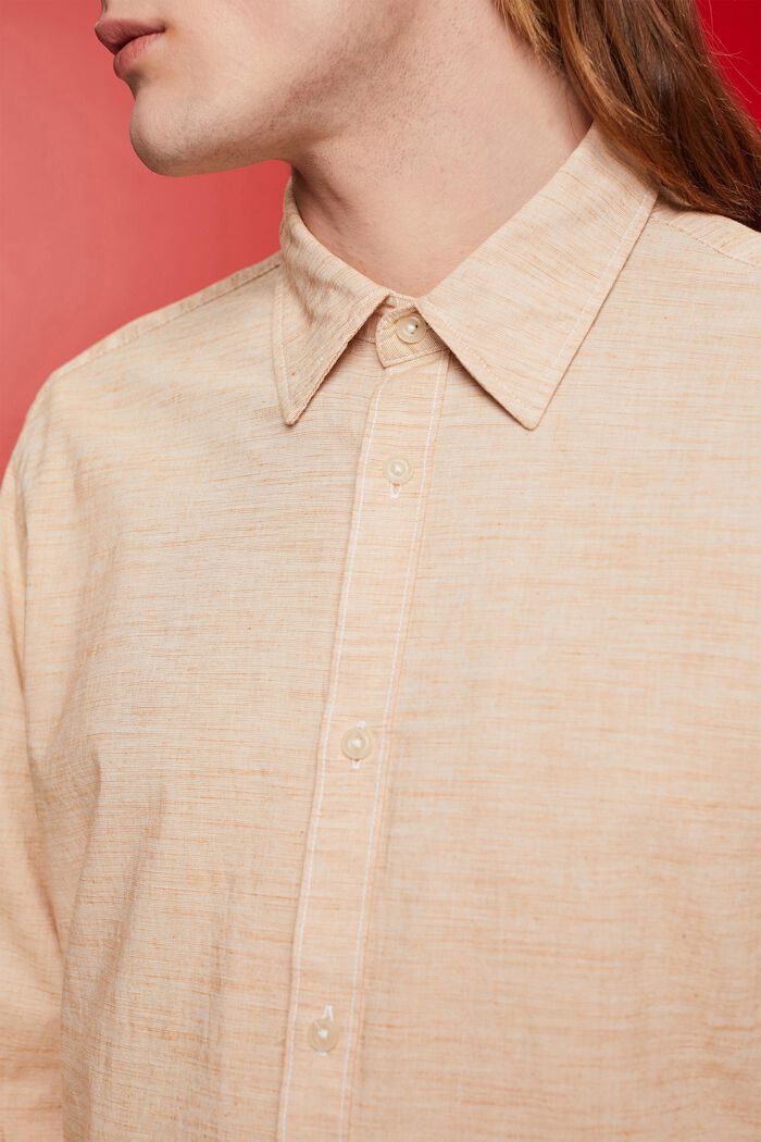 Camisa de algodón sostenible a rayas, CARAMEL, detail image number 2