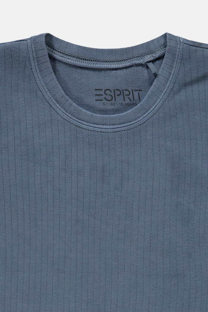 Camiseta de canalé con mangas fruncidas, 100 % algodón, BLUE MEDIUM WASHED, detail image number 2